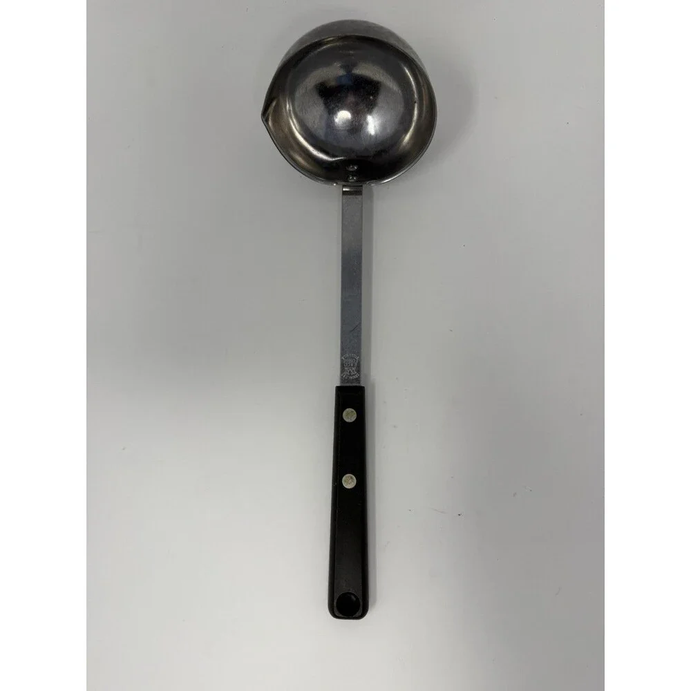 Ekco Forge Stainless Steel Soup Ladle Black Riveted Handle USA